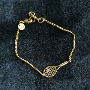 Julie Vos Tennis Racquet Gold Delicate Bracelet BRAND NEW